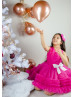 Fuchsia Tulle Pleated Ruffle Flower Girl Dress